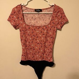 Lulus Light Pink Floral Bodysuit